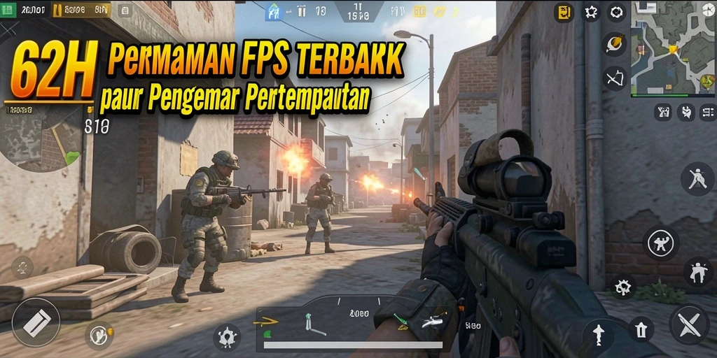 Tangkapan layar menampilkan aksi seru dalam gameplay FPS 62HOT.