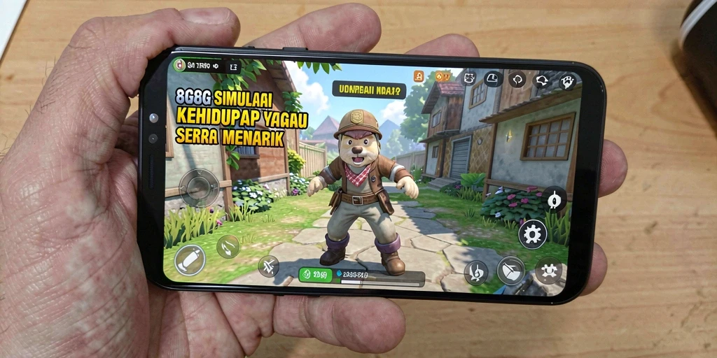 Screenshot gameplay 8G8G menunjukkan interaksi karakter yang dinamis dan dunia virtual yang ramai.