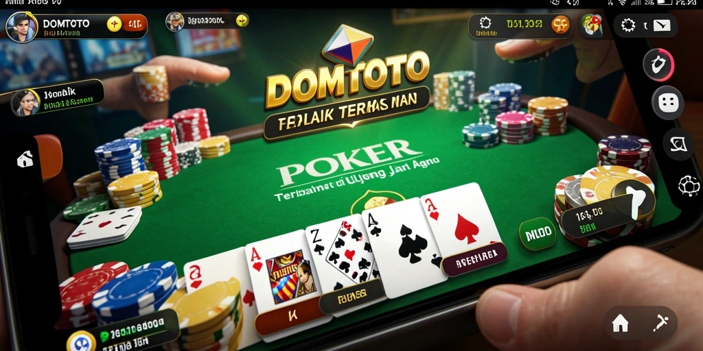 Tampilan utama gameplay DOMTOTO, menunjukkan aksi poker yang mendebarkan.