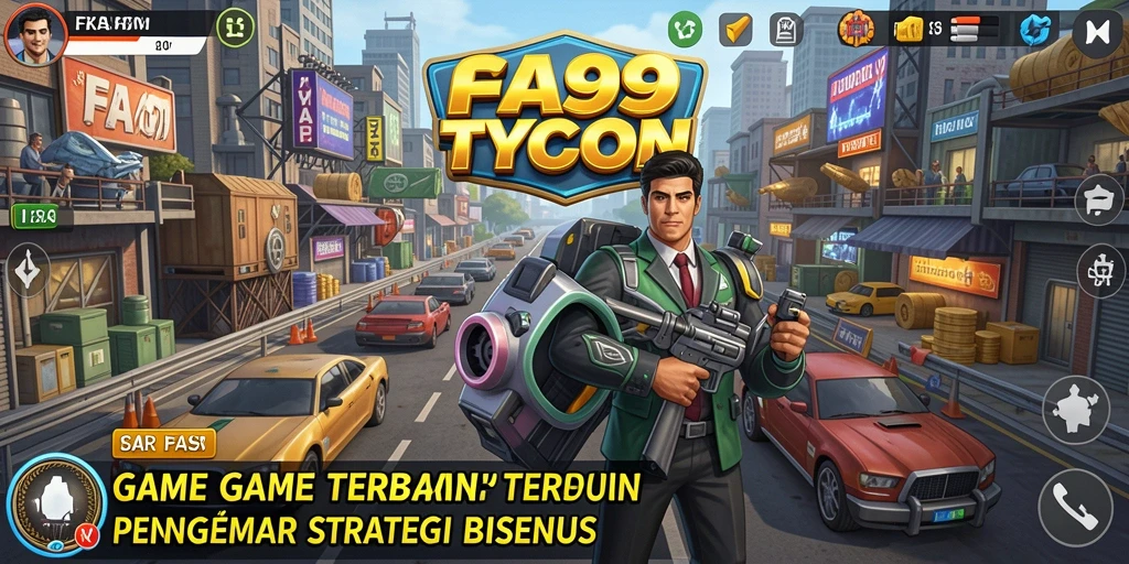Screenshot gameplay FA99 menampilkan serunya mengelola bisnis Tycoon.