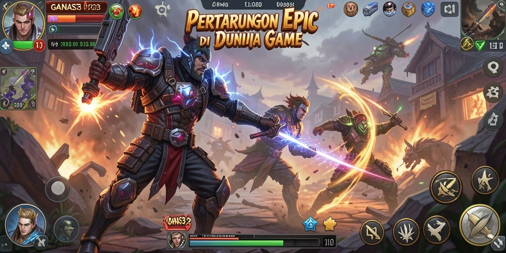 Screenshot menampilkan pertarungan seru di GANAS33 dengan karakter yang sedang beraksi.