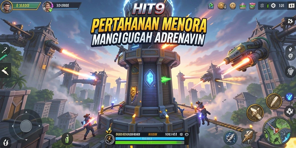 Tampilan gameplay HIT9 menampilkan strategi Tower Defense yang mendebarkan.