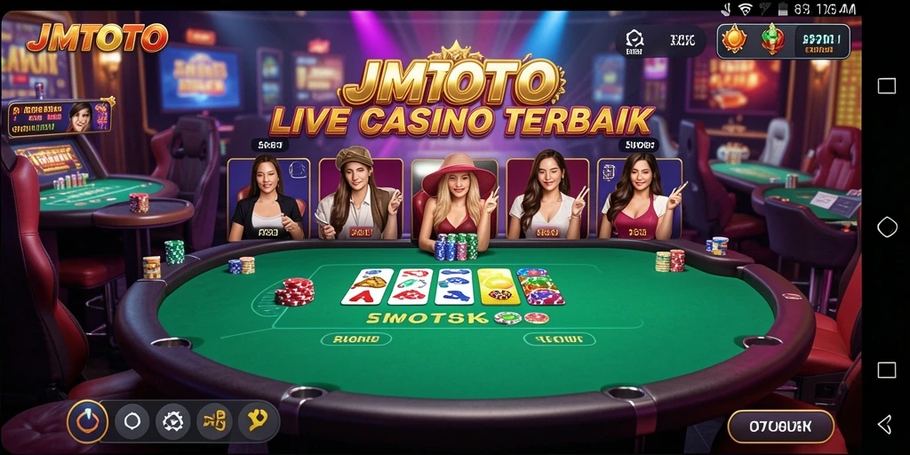 Tampilan seru permainan Live Casino JMTOTO dengan dealer langsung.