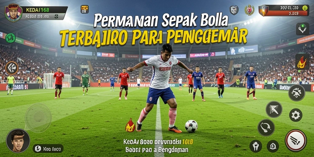 Tampilan gameplay menarik KEDAI168 dengan aksi sepak bola yang mendebarkan.