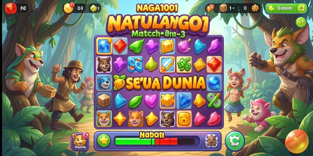 Tampilan gameplay seru NAGA1001 dalam mode Match-3.