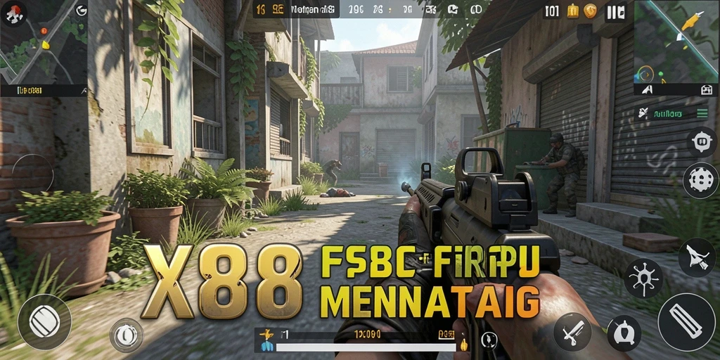 Tampilan gameplay mendebarkan dari X88 dalam genre FPS.